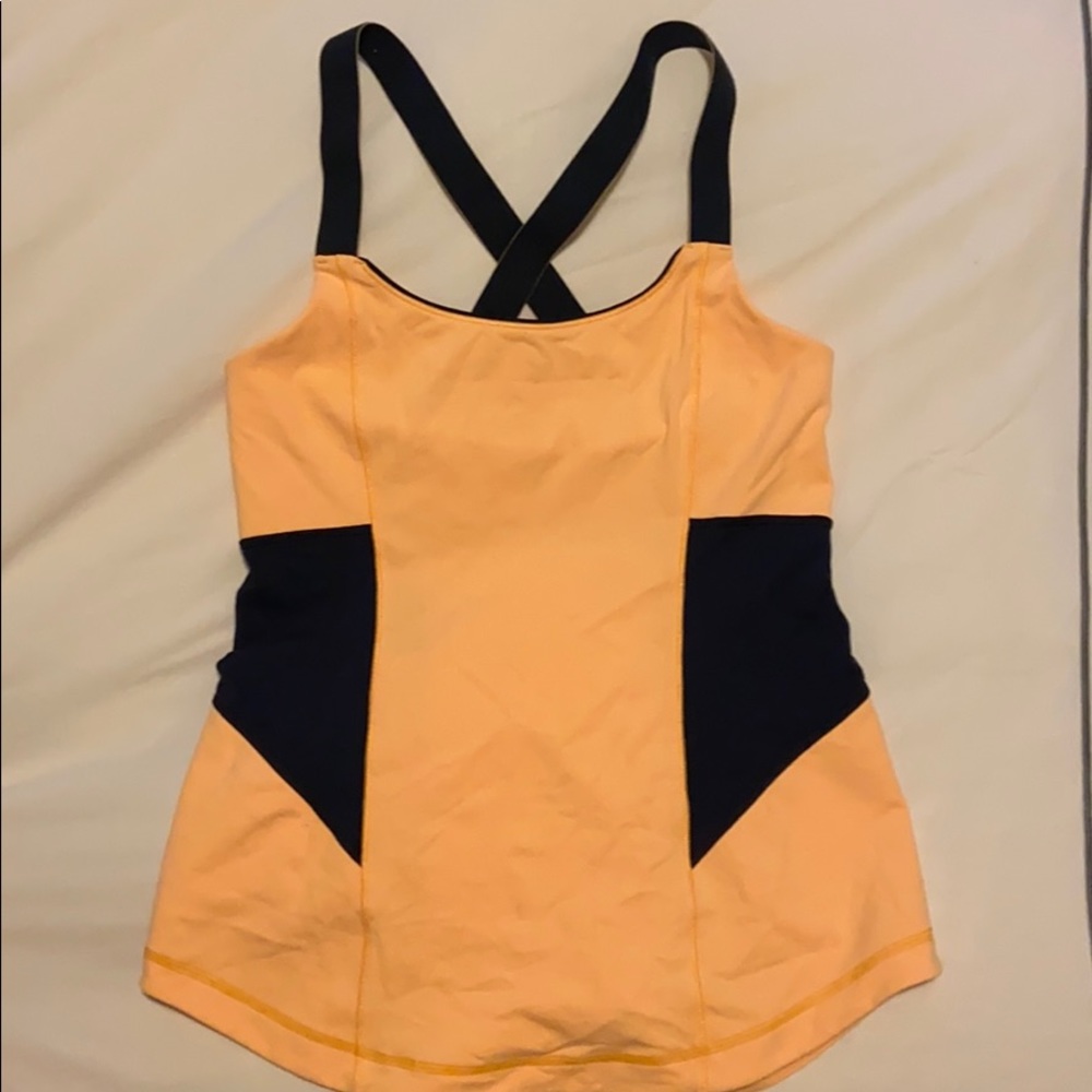 Lululemon yellow/navy workout tank